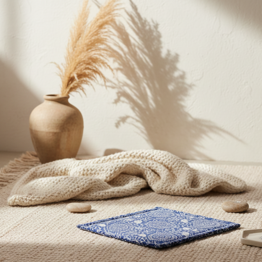 Hand made korai grass Soft Puja Asan