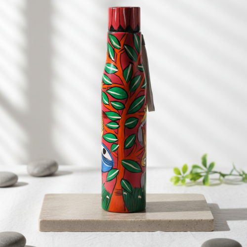 Hand-Painted Pattachitra Stainless Steel Water Bottle