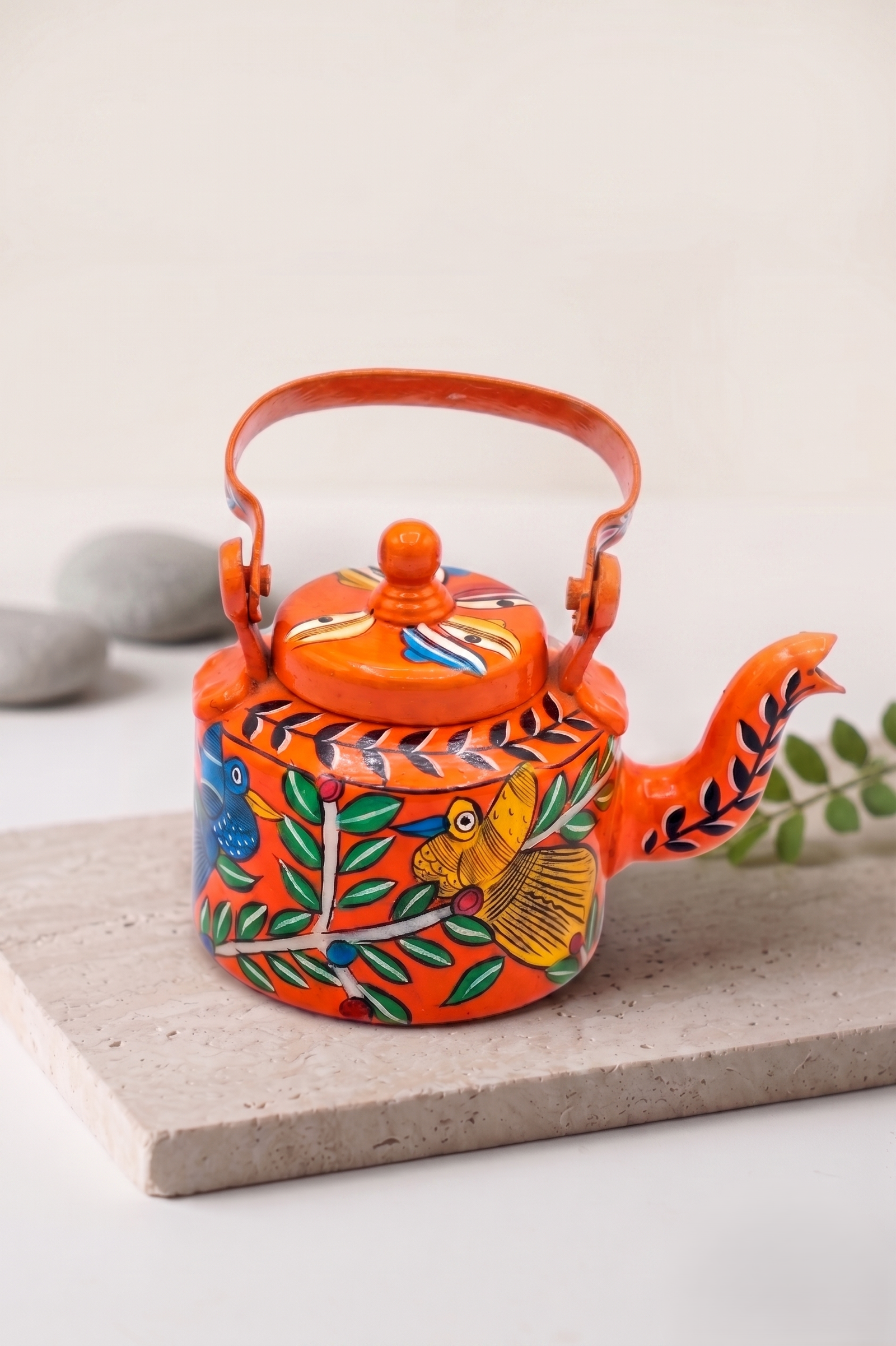 Hand-Painted Pattachitra Decorative Kettle (Aluminum)