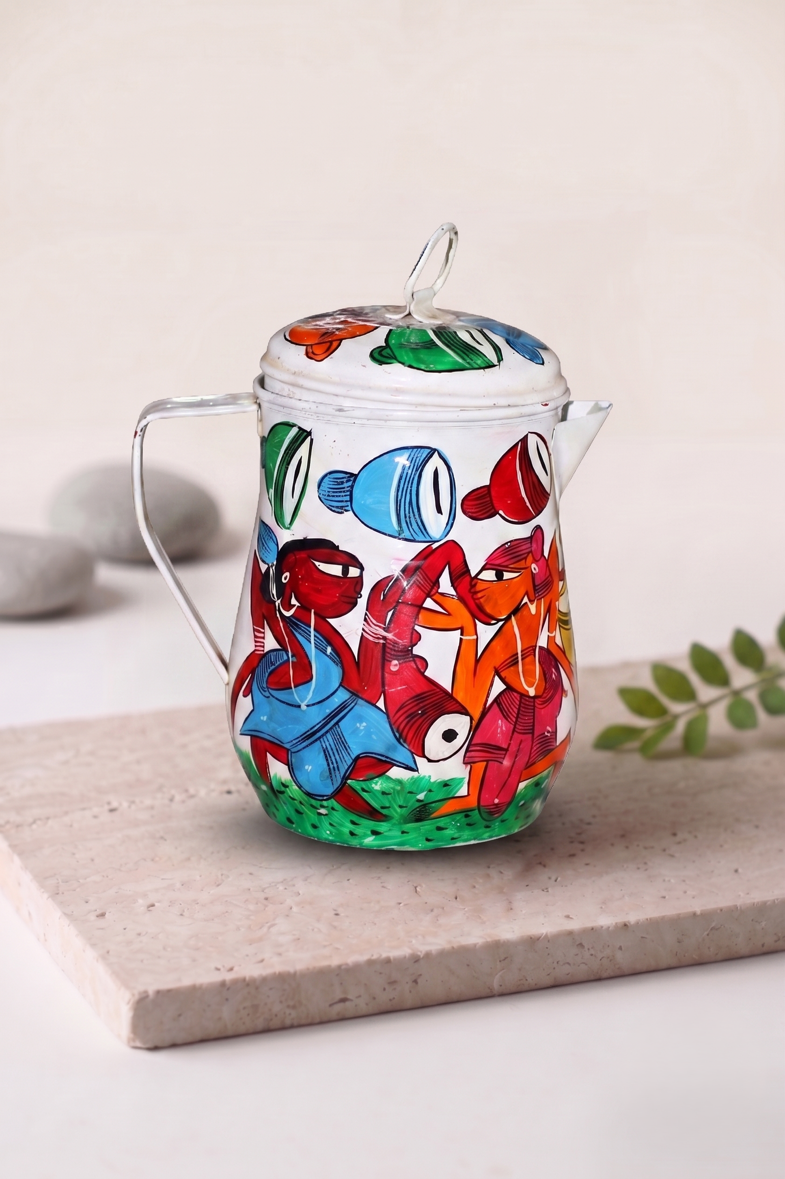 Hand-Painted Pattachitra Jug – A Fusion of Art (Stainless steel)