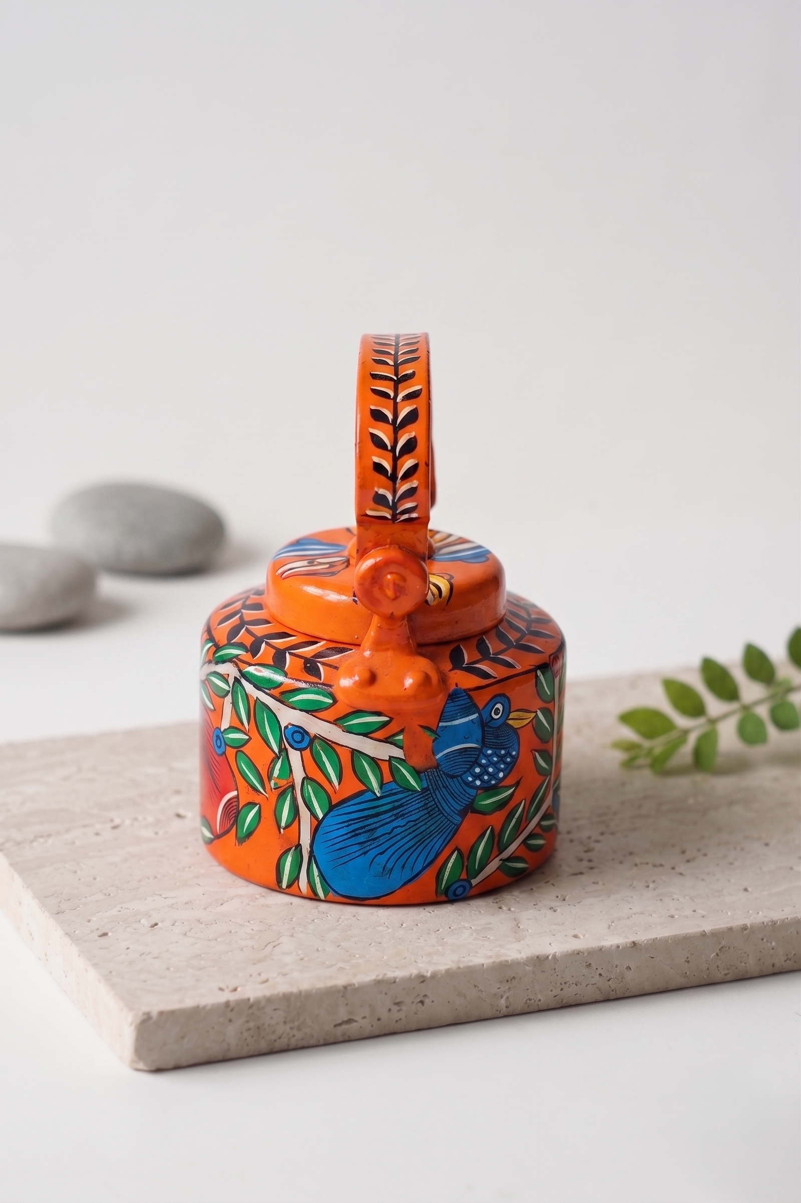 Hand-Painted Pattachitra Decorative Kettle (Aluminum)