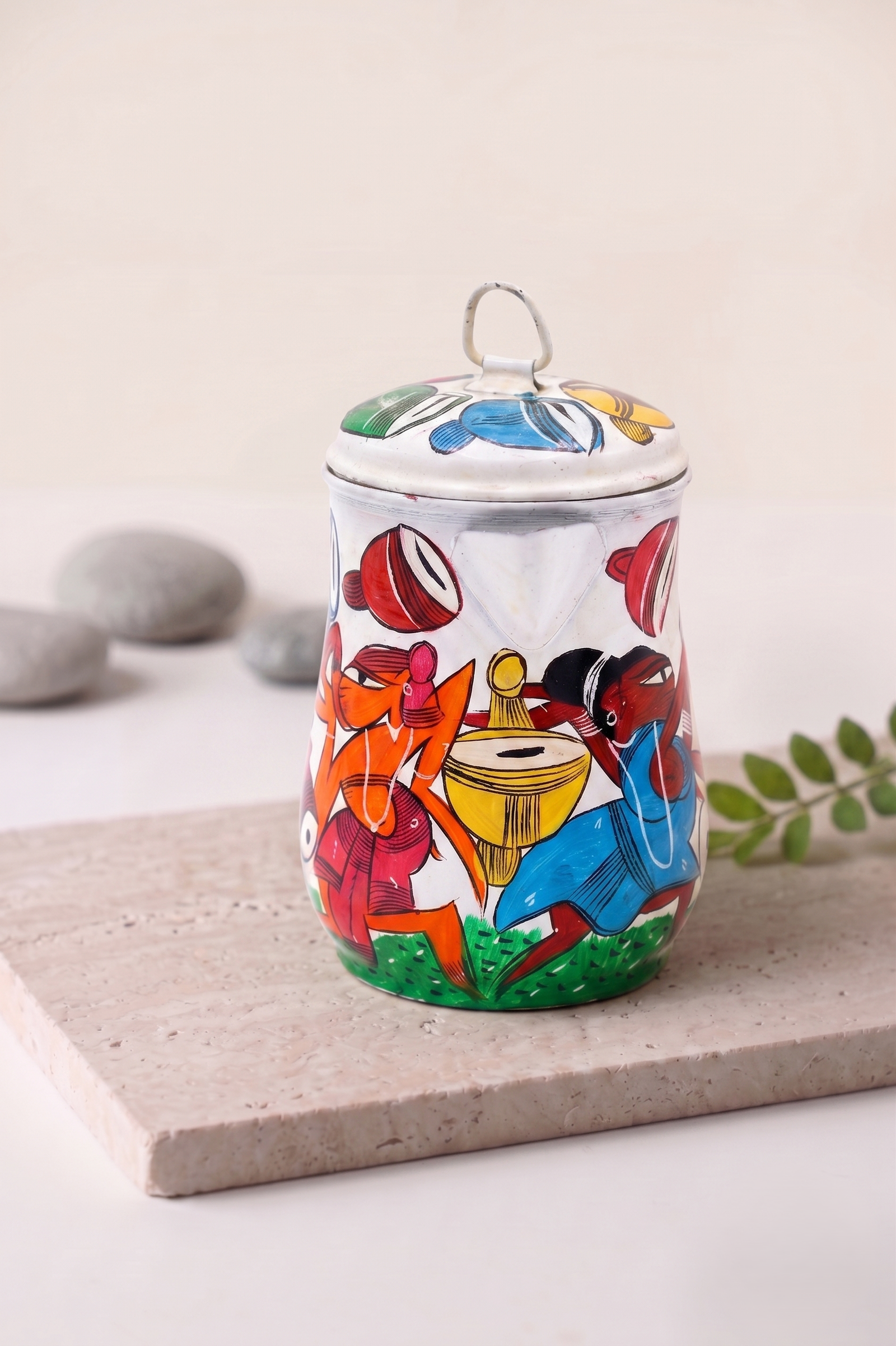Hand-Painted Pattachitra Jug – A Fusion of Art (Stainless steel)