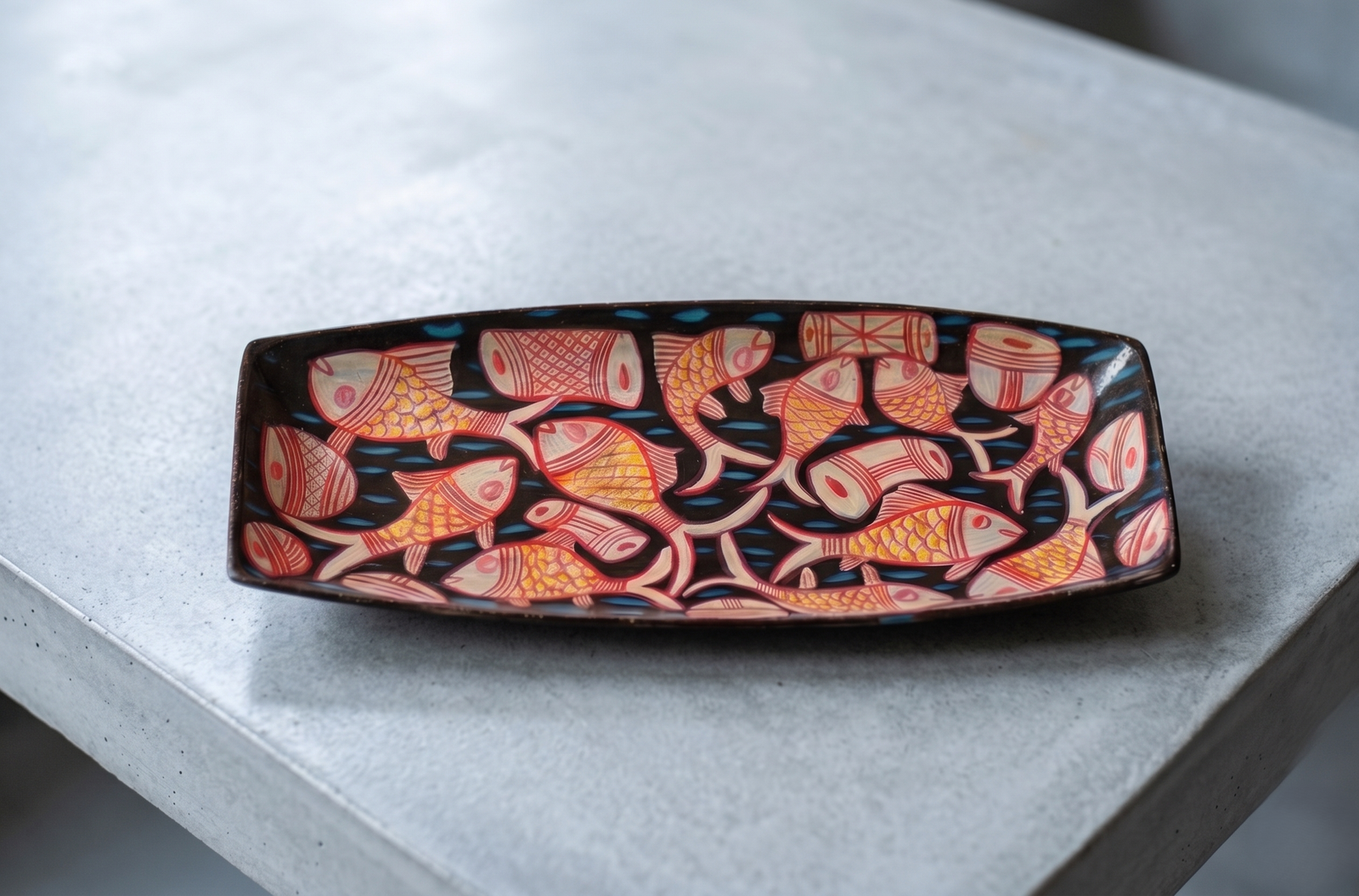Hand-Painted Pattachitra Wooden Platter (Wood)