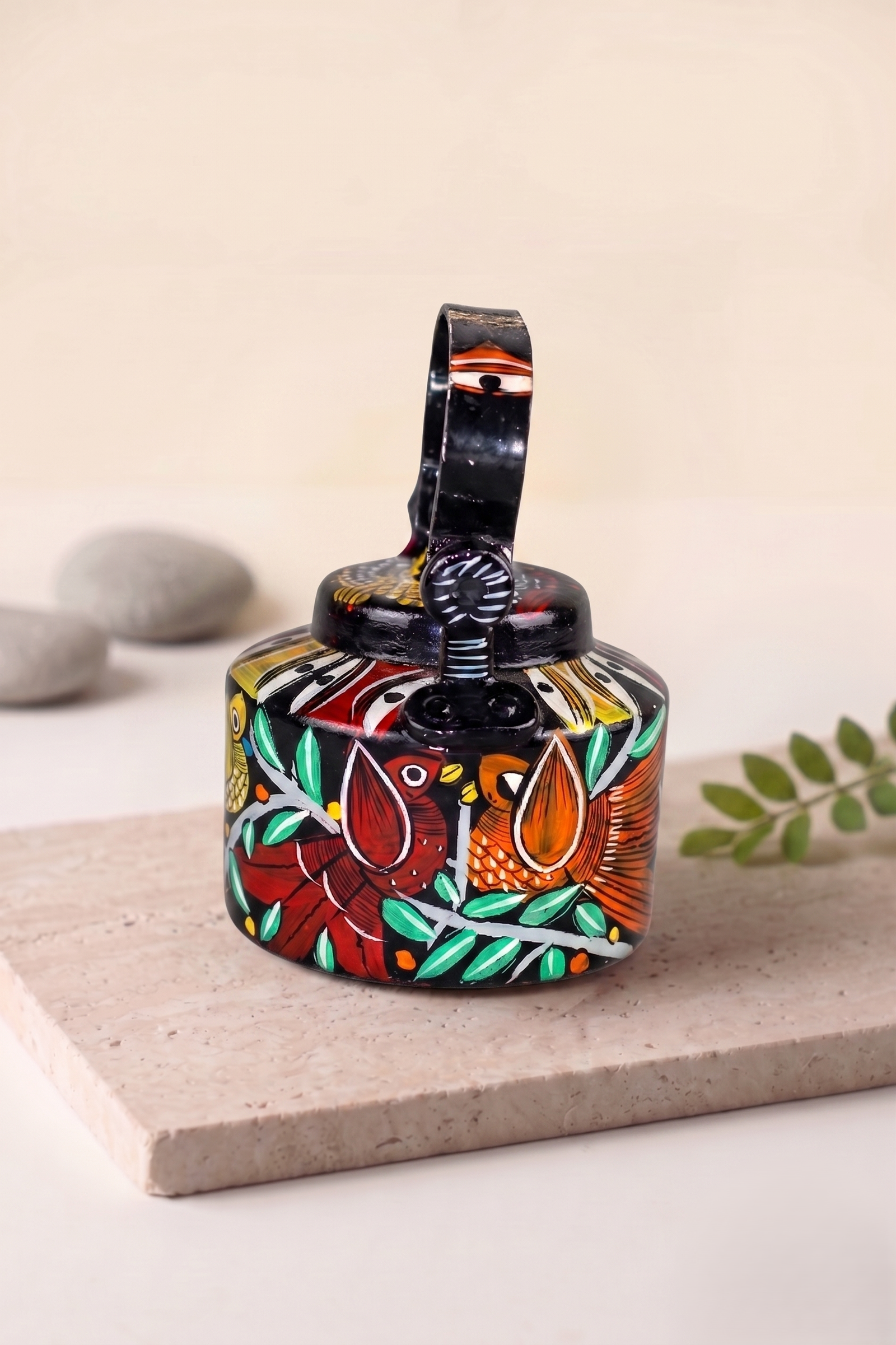 Hand-Painted Pattachitra Decorative Kettle (Aluminum)