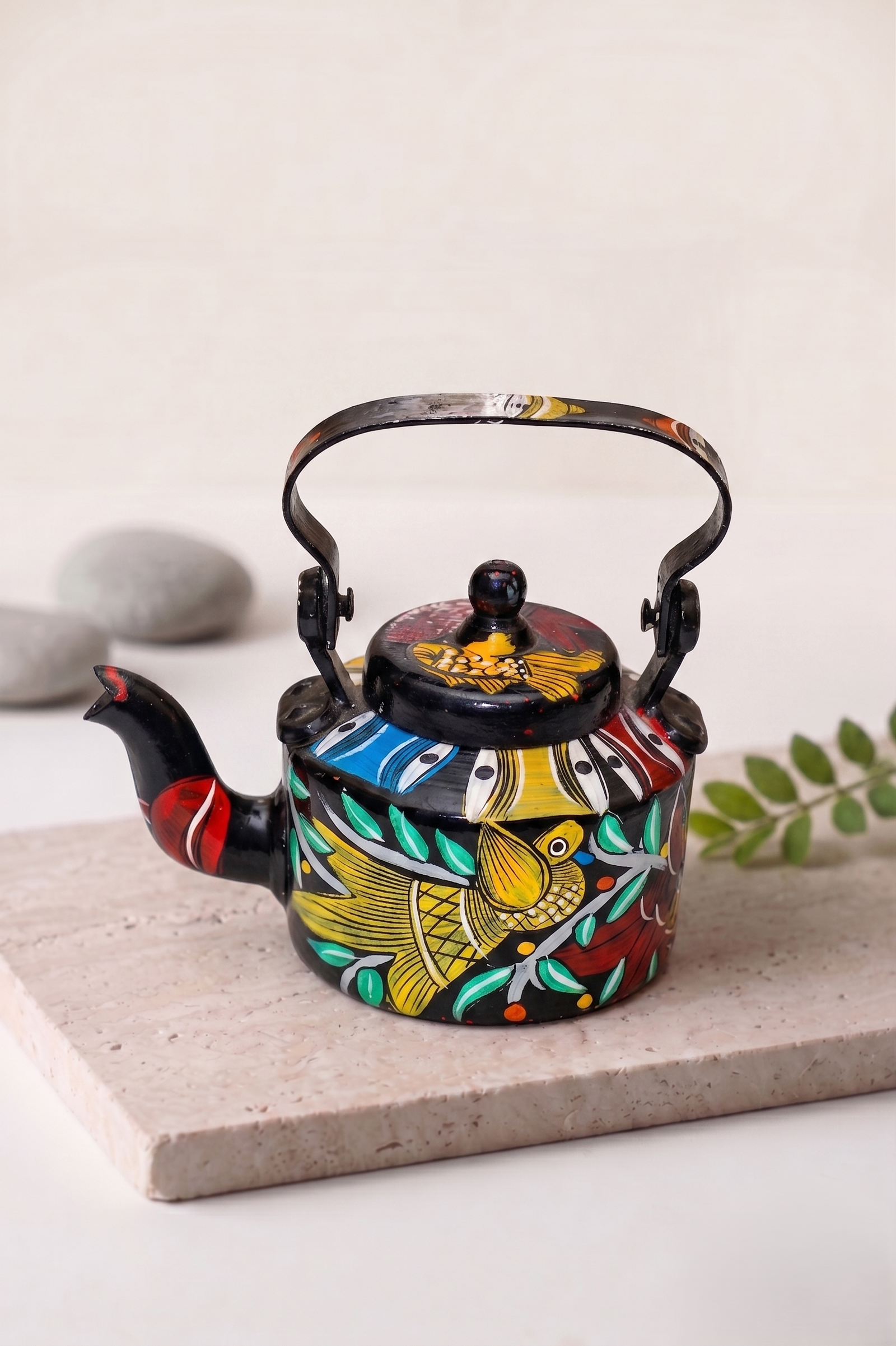 Hand-Painted Pattachitra Decorative Kettle (Aluminum)
