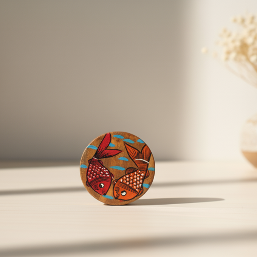 Hand-Painted Pattachitra Coasters (Wood)