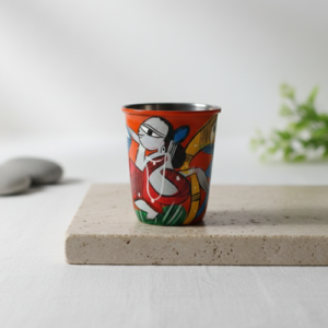 Hand-Painted Pattachitra Stainless Steel Glass