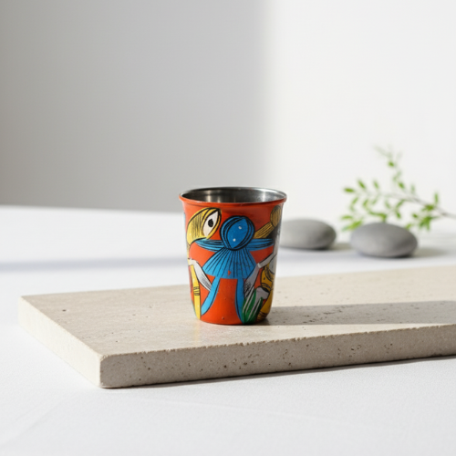 Hand-Painted Pattachitra Stainless Steel Glass