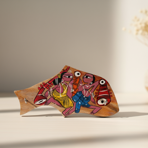 Hand-Painted Pattachitra Key Holder (Wood)