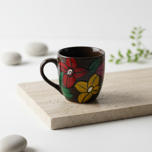 Hand-Painted Pattachitra Ceramic Cup Traditional Indian Art