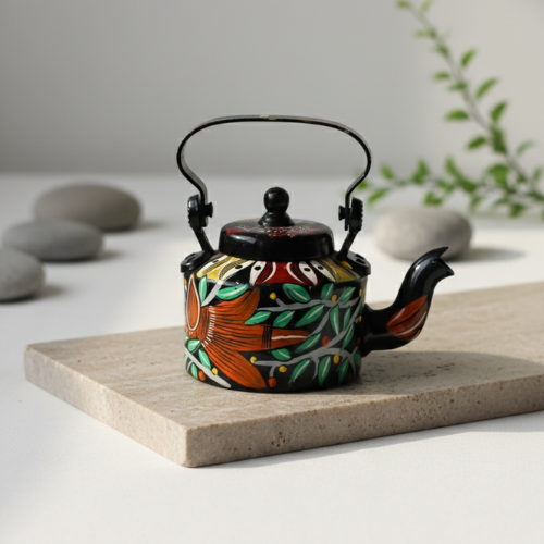 Hand-Painted Pattachitra Decorative Kettle (Aluminum)
