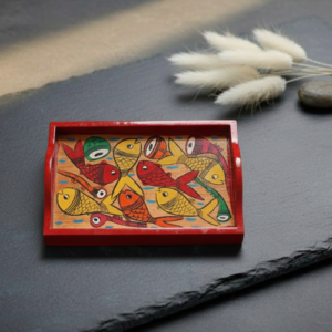 Hand-Painted Pattachitra Wooden Serving Tray (Wood)
