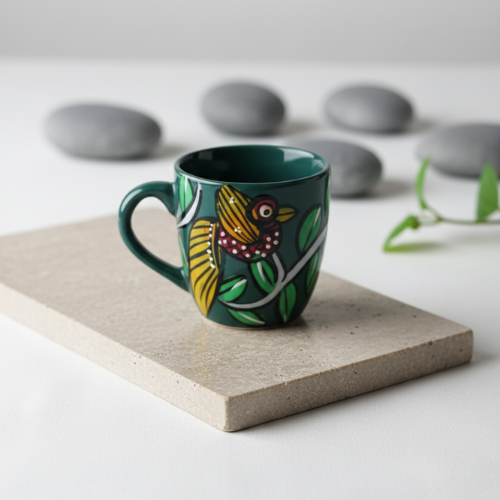 Hand-Painted Pattachitra Ceramic Cup Traditional Indian Art