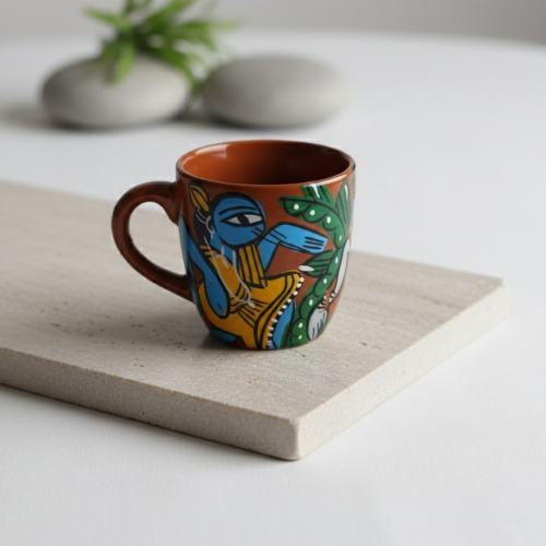 Hand-Painted Pattachitra Ceramic Cup Traditional Indian Art