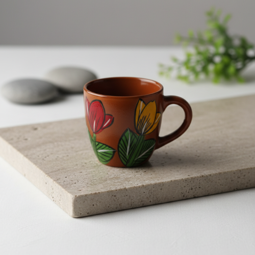 Hand-Painted Pattachitra Ceramic Cup Traditional Indian Art