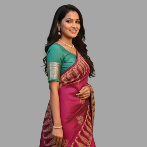 Royal Mauve Bishnupuri Silk Saree with Intricate Zari Weaving