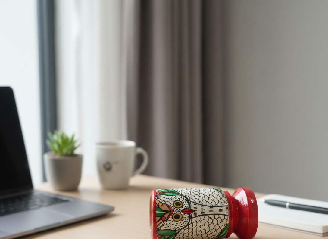 Hand-Painted Pattachitra Pen Stand (Wood)