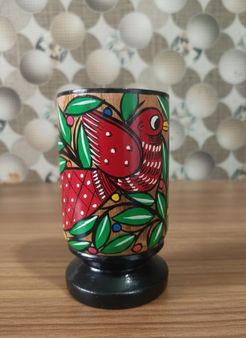 Hand-Painted Pattachitra Pen Stand (Wood)