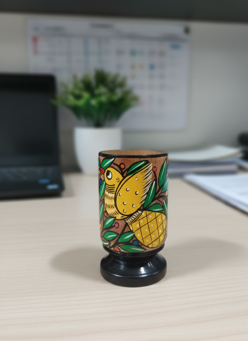 Hand-Painted Pattachitra Pen Stand (Wood)
