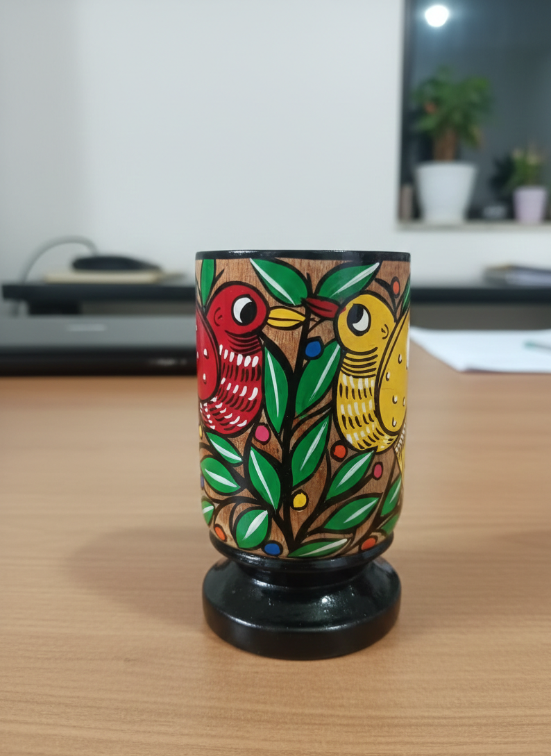 Hand-Painted Pattachitra Pen Stand (Wood)