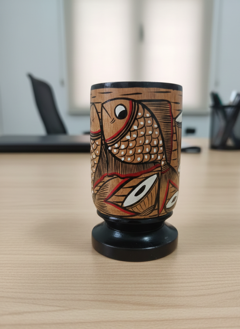 Hand-Painted Pattachitra Pen Stand (Wood)