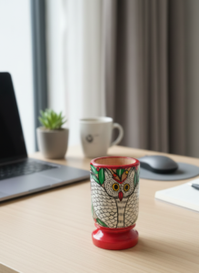 Hand-Painted Pattachitra Pen Stand (Wood)