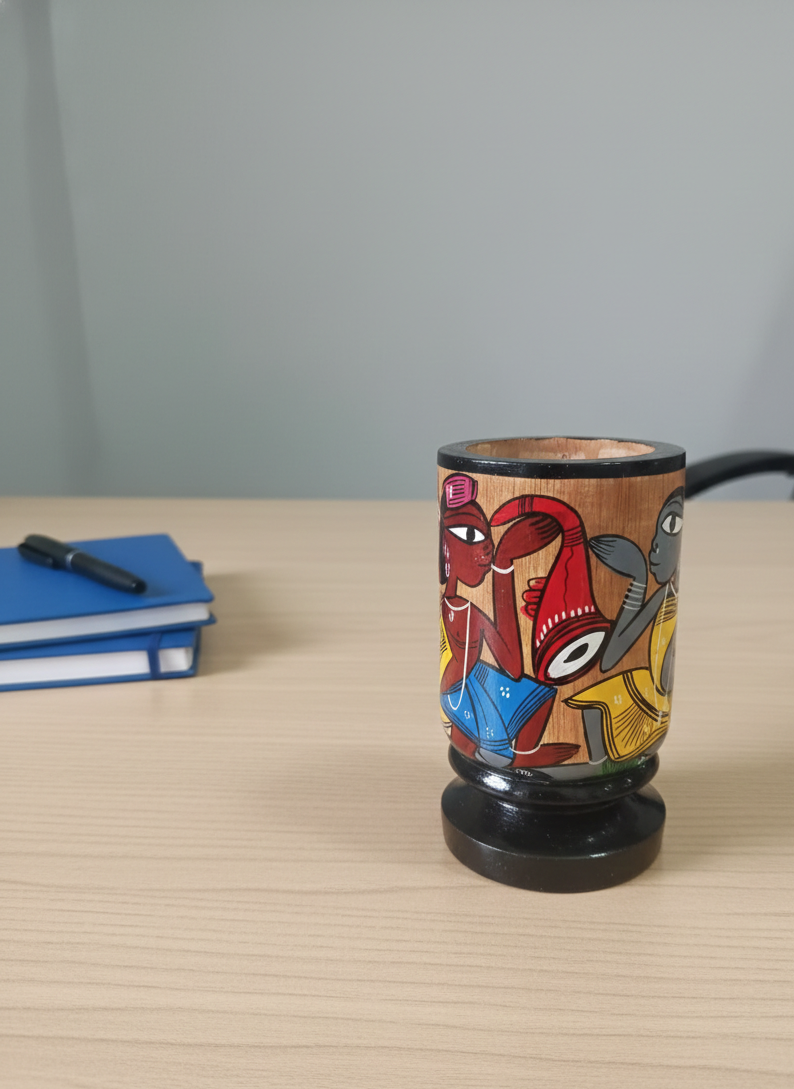 Hand-Painted Pattachitra Pen Stand (Wood)