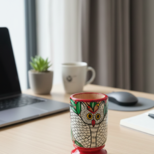 Hand-Painted Pattachitra Pen Stand (Wood)