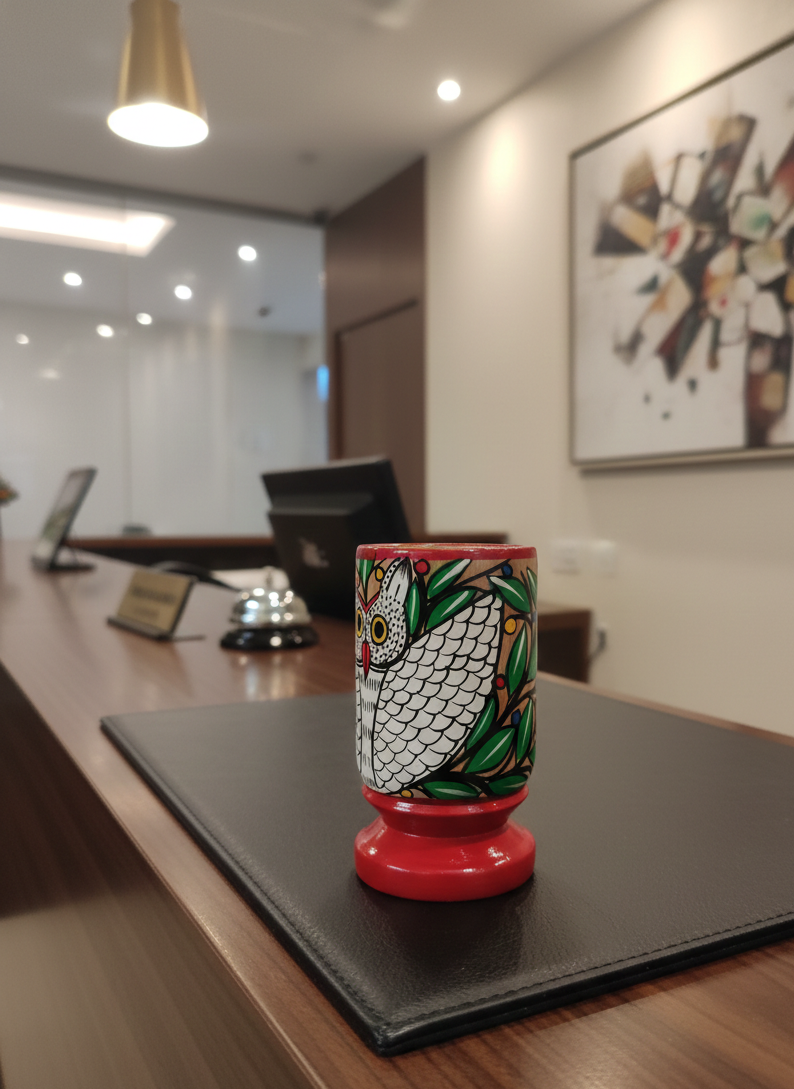 Hand-Painted Pattachitra Pen Stand (Wood)