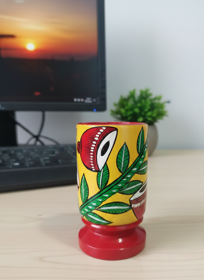 Hand-Painted Pattachitra Pen Stand (Wood)