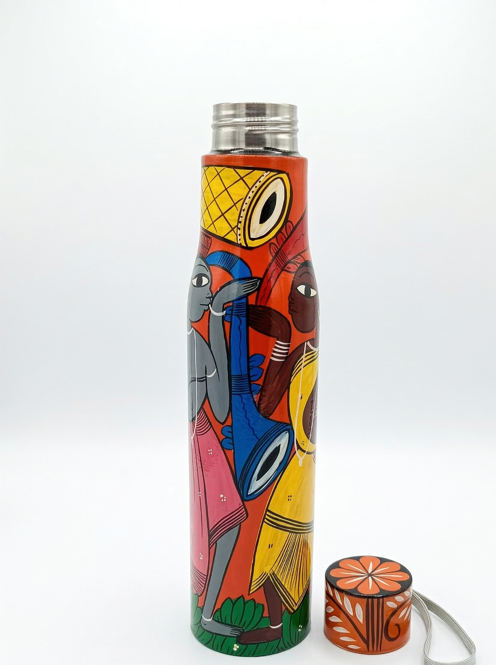 Hand-Painted Pattachitra Stainless Steel Water Bottle
